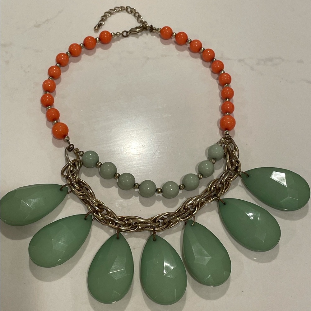 Green and Pink Beaded Necklace